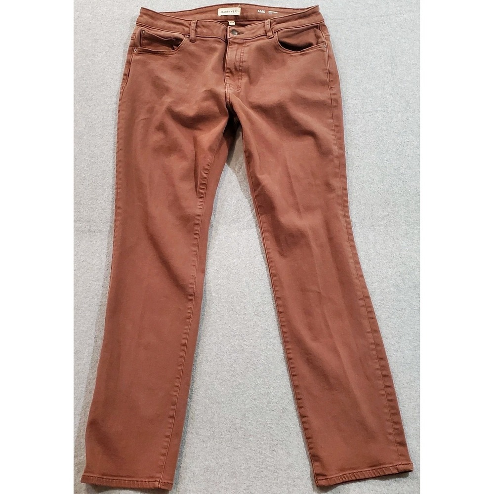 Warp Weft Jeans Mens 36x36 Fig Brown Amsterdam Slim Straight Mid Rise Stretch